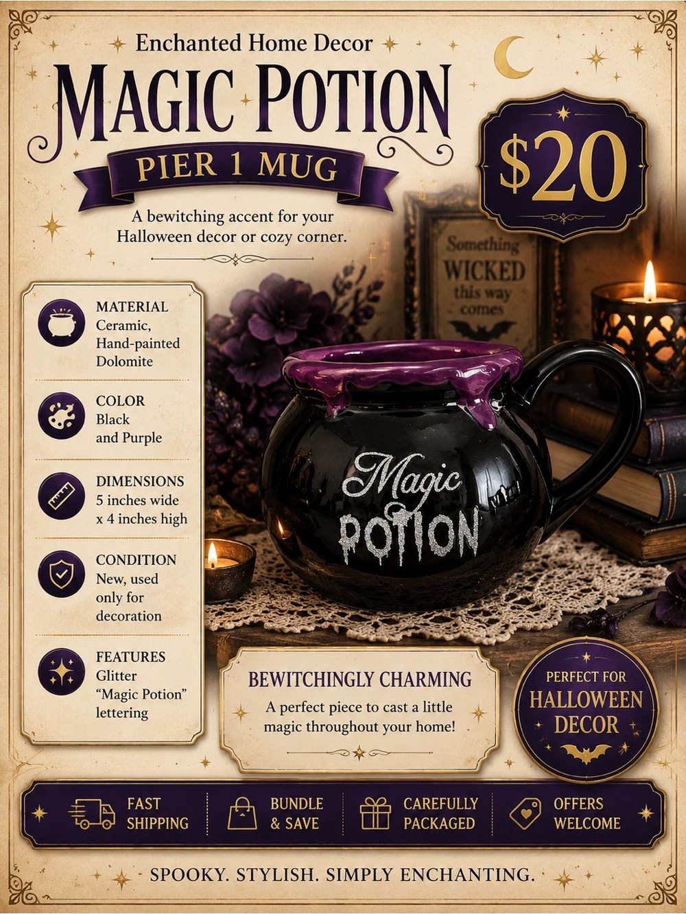 Pier 1 Magic Potion Ceramic Mug - Black & Purple